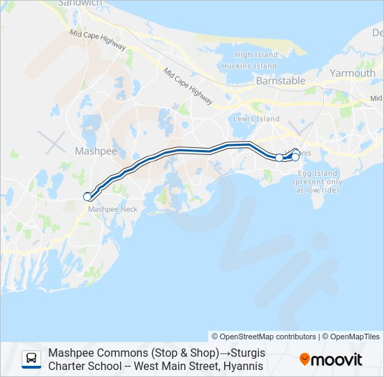 SEALINE HYANNIS-FALMOUTH/WOODS HOLE Bus Line Map