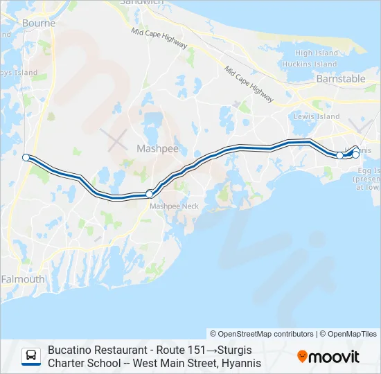 SEALINE HYANNIS-FALMOUTH/WOODS HOLE Bus Line Map