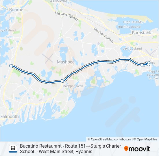 SEALINE HYANNIS-FALMOUTH/WOODS HOLE bus Line Map