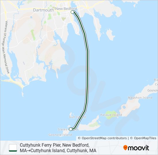 CUTTYHUNK FERRY ferry Line Map