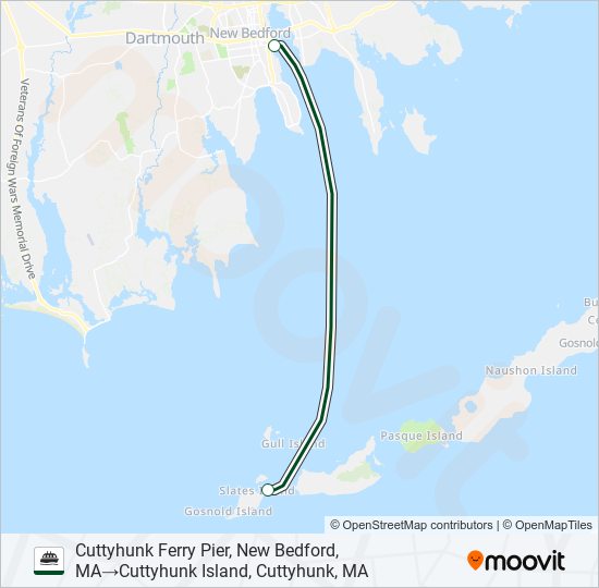 CUTTYHUNK FERRY ferry Line Map