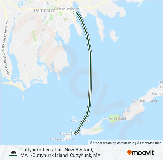 CUTTYHUNK FERRY Ferry Line Map