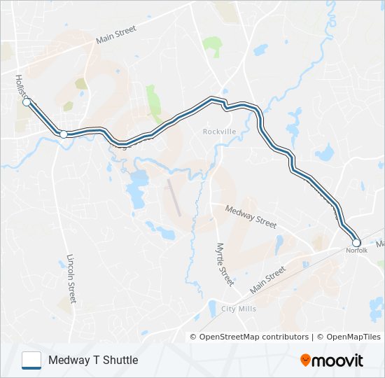 Mapa de MEDWAY T SHUTTLE de autobús