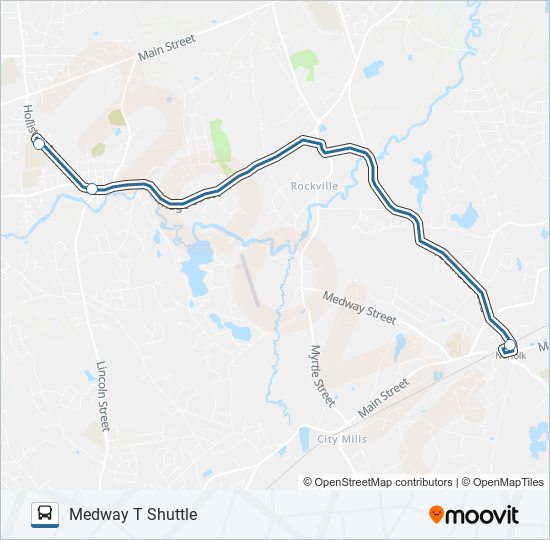 MEDWAY T SHUTTLE bus Line Map