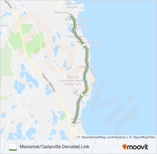 Mapa de MANOMET/CEDARVILLE DEVIATED LINK de autobús