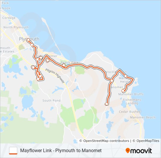 Mapa de MAYFLOWER LINK - PLYMOUTH TO MANOMET de autobús