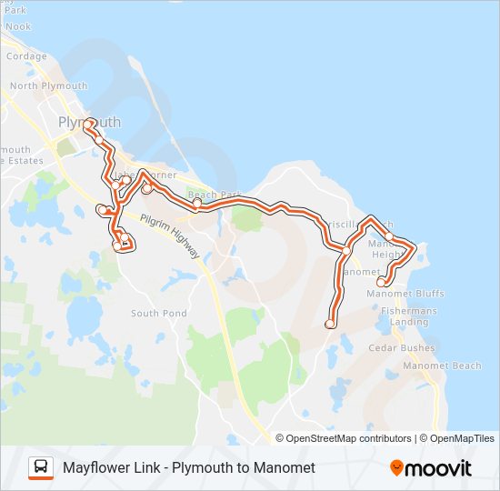 MAYFLOWER LINK - PLYMOUTH TO MANOMET Bus Line Map
