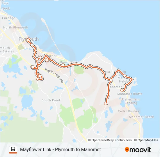 MAYFLOWER LINK - PLYMOUTH TO MANOMET Bus Line Map