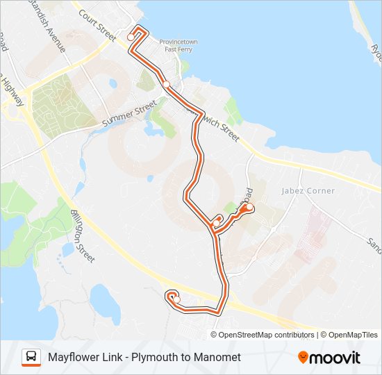 MAYFLOWER LINK - PLYMOUTH TO MANOMET Bus Line Map