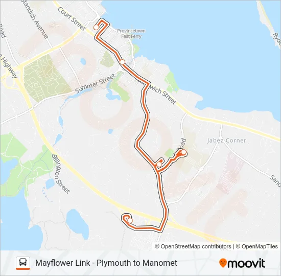 MAYFLOWER LINK - PLYMOUTH TO MANOMET Bus Line Map