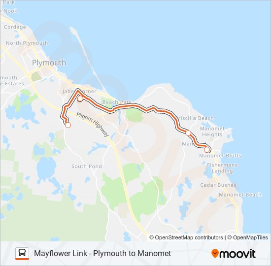 MAYFLOWER LINK - PLYMOUTH TO MANOMET bus Line Map
