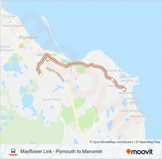 MAYFLOWER LINK - PLYMOUTH TO MANOMET Bus Line Map