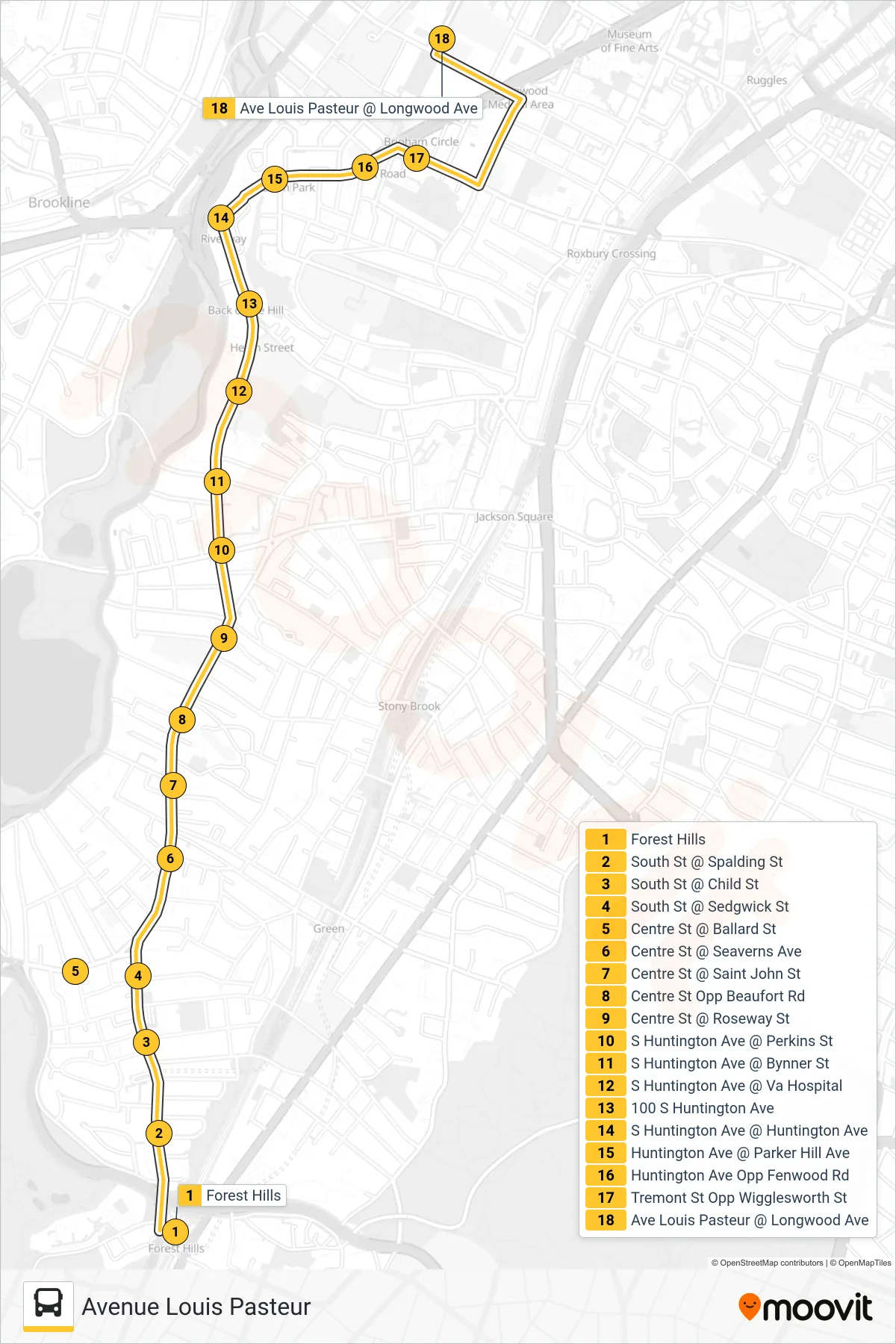 39 bus Line (Avenue Louis Pasteur) route and stops on a map