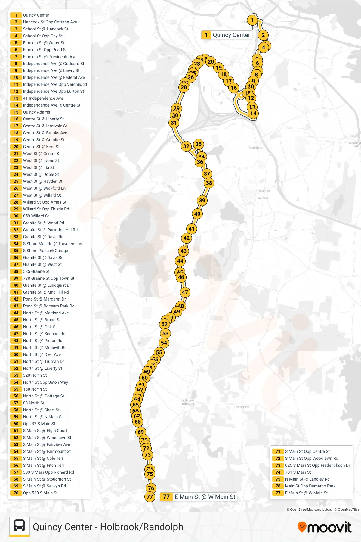 238 bus Line (Avon Square) route and stops on a map