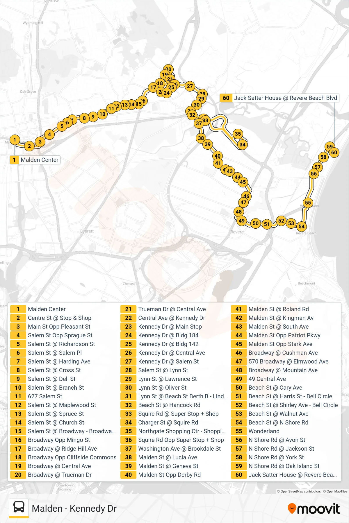 411 bus Line (Jack Satter House) route and stops on a map
