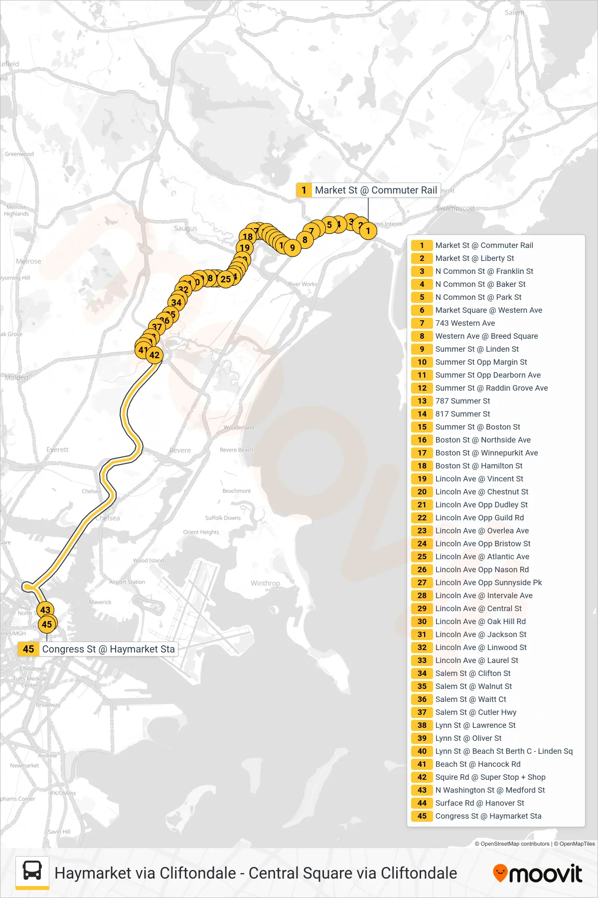 426 bus Line (Haymarket Via Cliftondale) route and stops on a map