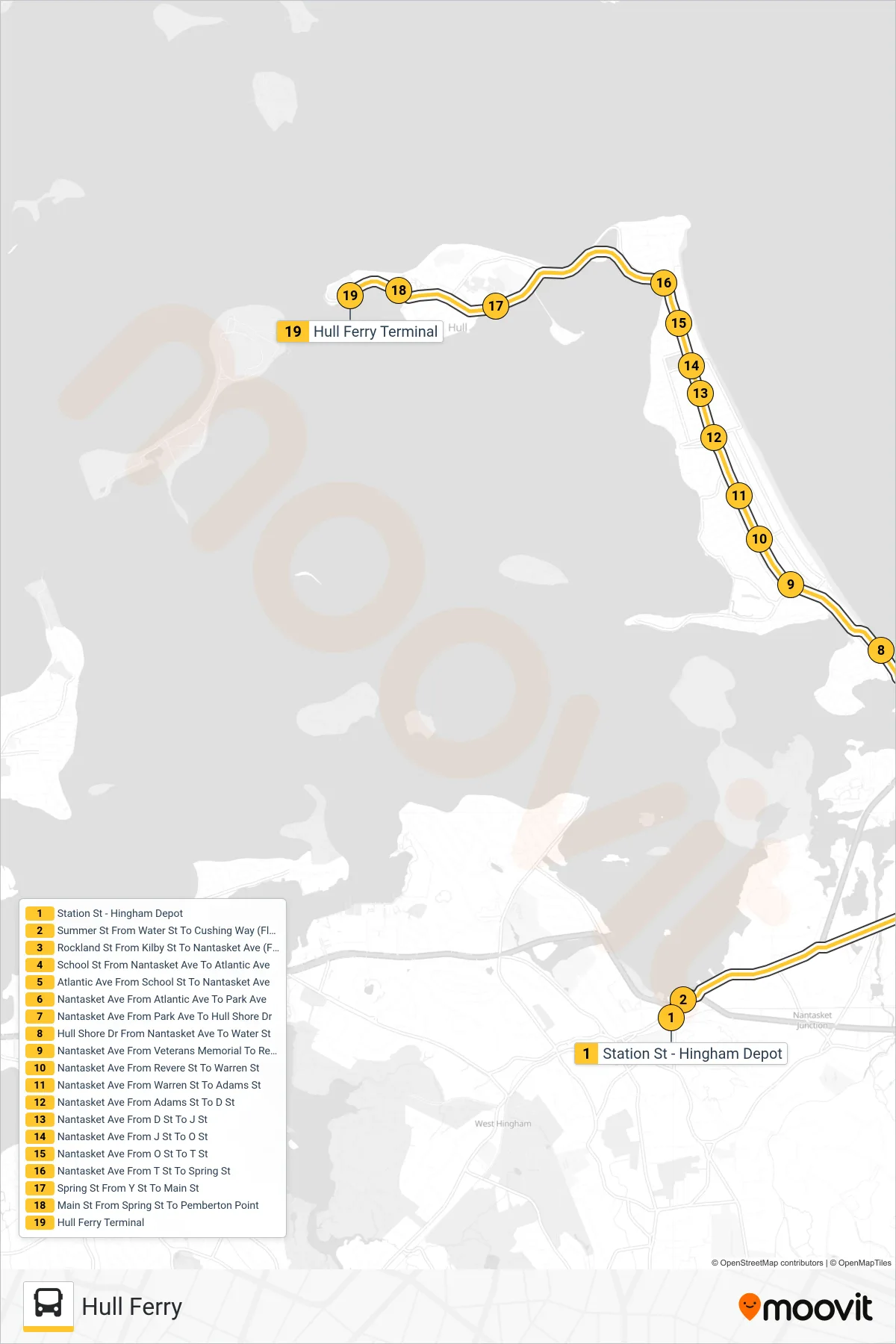 714 bus Line (Hull Ferry) route and stops on a map