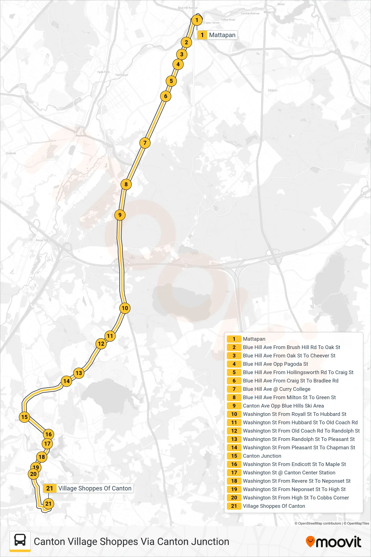 716 bus Line (Canton Village Shoppes Via Canton Junction) route and stops on a map