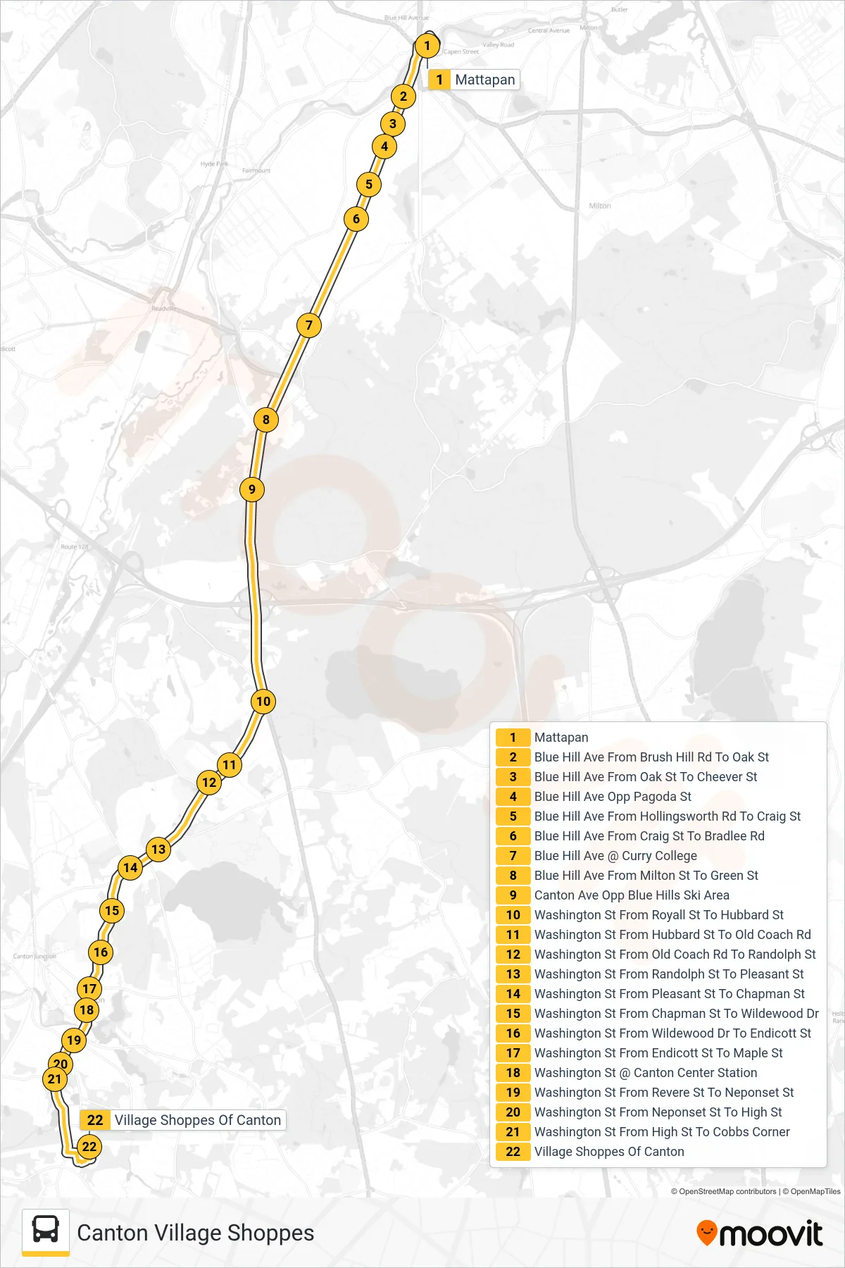 716 bus Line (Canton Village Shoppes) route and stops on a map