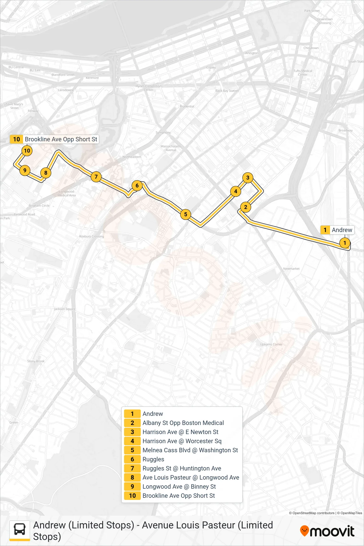 CT3 bus Line (Beth Israel (Limited Stops)) route and stops on a map