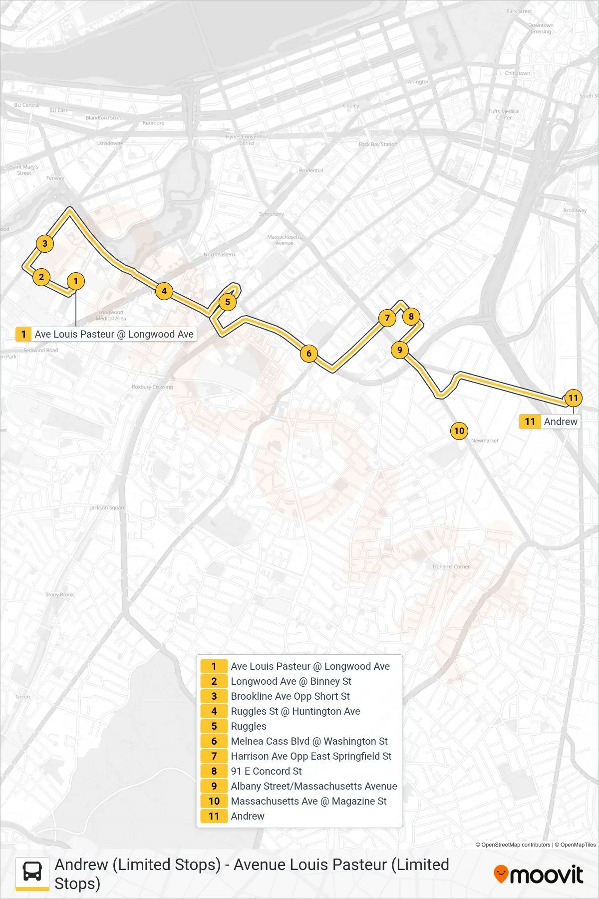 CT3 bus Line (Andrew (Limited Stops)) route and stops on a map