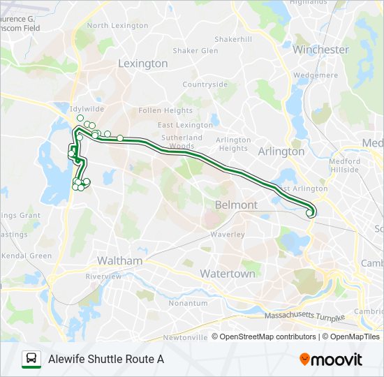 ALEWIFE SHUTTLE ROUTE A Bus Line Map