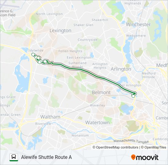 ALEWIFE SHUTTLE ROUTE A Bus Line Map
