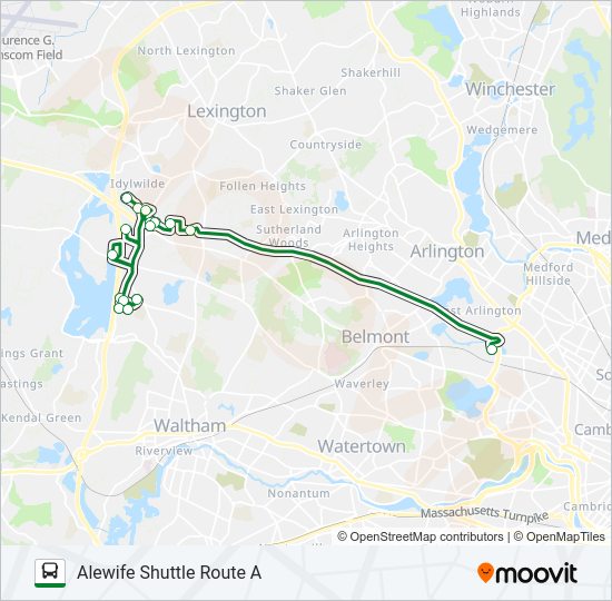 ALEWIFE SHUTTLE ROUTE A Bus Line Map