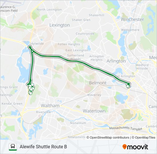 ALEWIFE SHUTTLE ROUTE B Bus Line Map