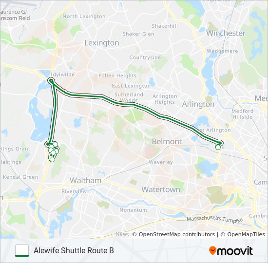 ALEWIFE SHUTTLE ROUTE B bus Line Map