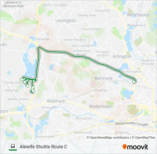 Mapa de ALEWIFE SHUTTLE ROUTE C de autobús