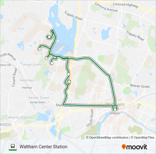 WALTHAM SHUTTLE ROUTE B bus Line Map