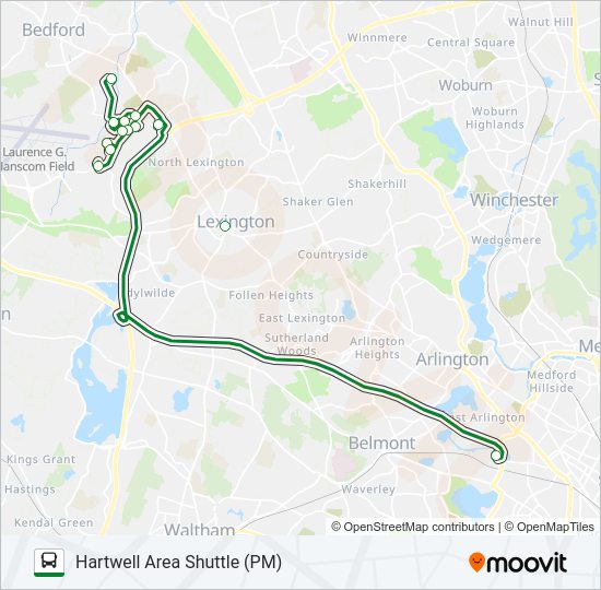 HARTWELL AREA SHUTTLE (PM) Bus Line Map