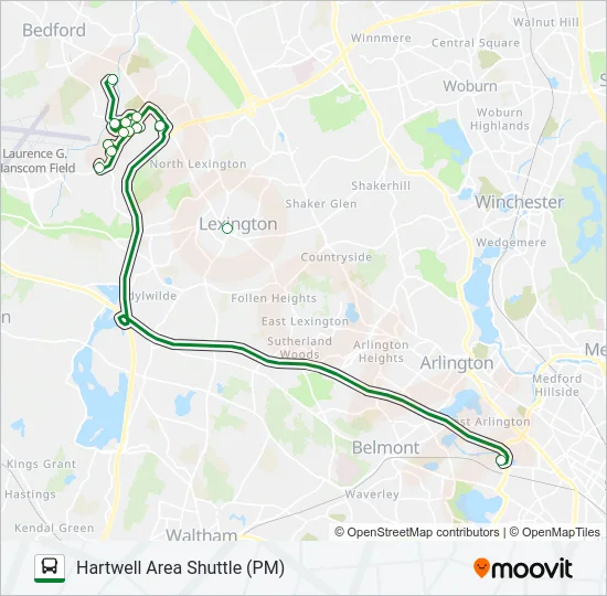 HARTWELL AREA SHUTTLE (PM) Bus Line Map