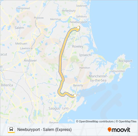 Mapa de NEWBURYPORT LINE SHUTTLE de autobús
