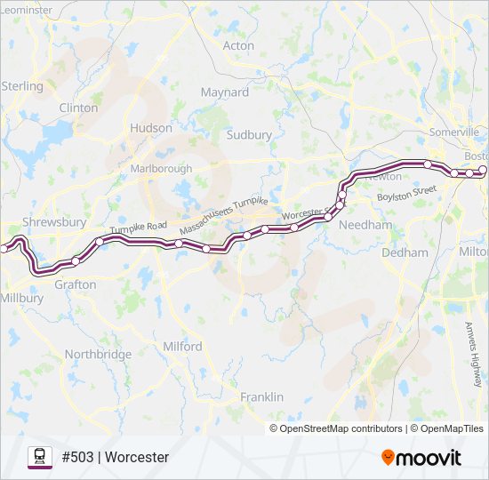 FRAMINGHAM/WORCESTER Train Line Map