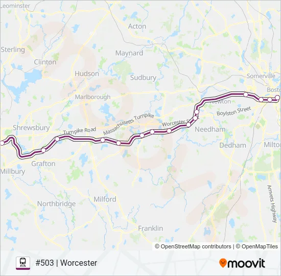 FRAMINGHAM/WORCESTER Train Line Map