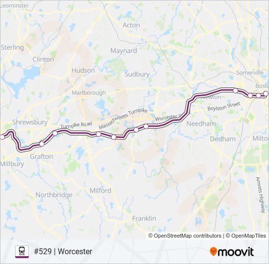 FRAMINGHAM/WORCESTER train Line Map