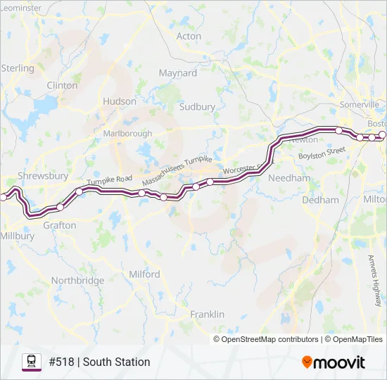 FRAMINGHAM/WORCESTER Train Line Map