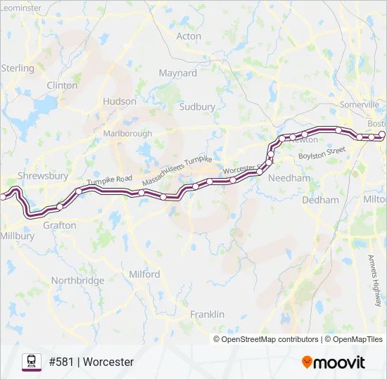 FRAMINGHAM/WORCESTER Train Line Map