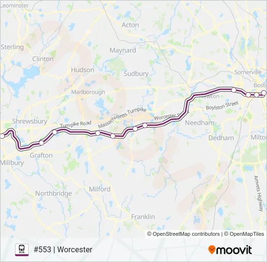 FRAMINGHAM/WORCESTER Train Line Map