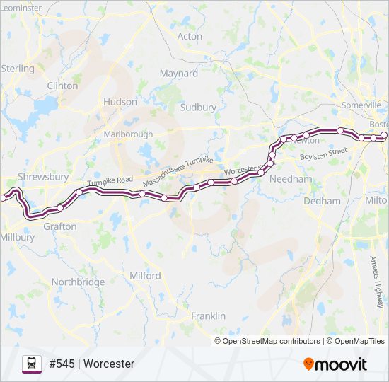 FRAMINGHAM/WORCESTER Train Line Map