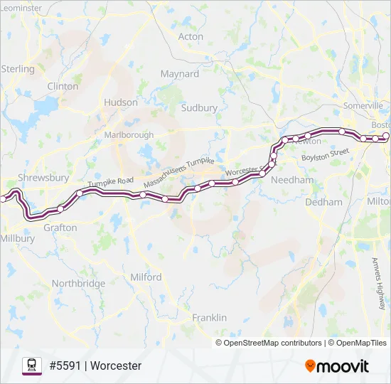 FRAMINGHAM/WORCESTER Train Line Map