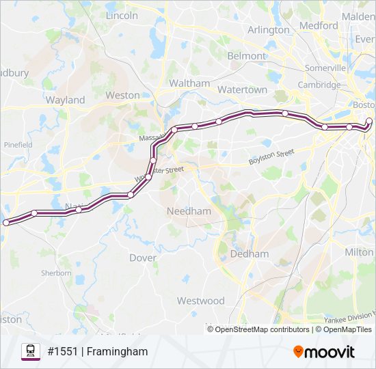 FRAMINGHAM/WORCESTER Train Line Map