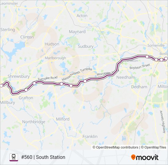 FRAMINGHAM/WORCESTER Train Line Map