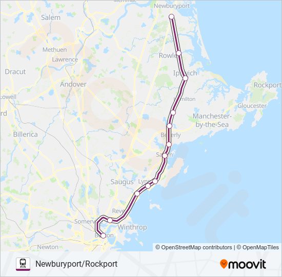 Mapa de NEWBURYPORT/ROCKPORT de tren