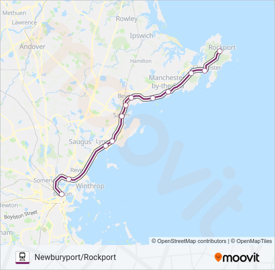 Mapa de NEWBURYPORT/ROCKPORT de tren