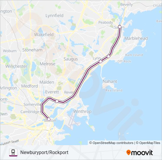 NEWBURYPORT/ROCKPORT train Line Map