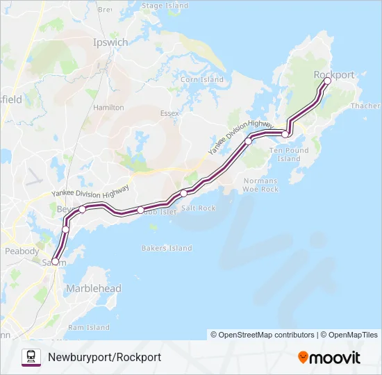 NEWBURYPORT/ROCKPORT Train Line Map