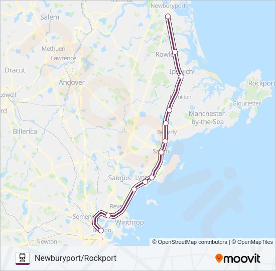 NEWBURYPORT/ROCKPORT Train Line Map